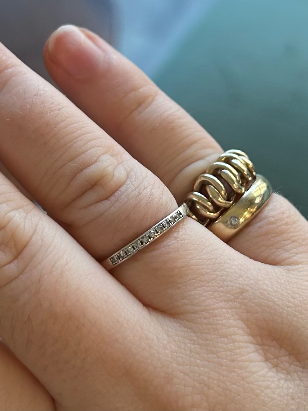Size 7 sterling silver diamond ring